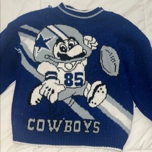 Blue Cowboys Sweater with Mascot Design